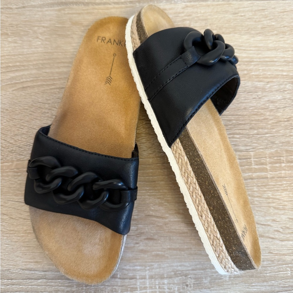 FRANKIE4 Quinn III Black slide chain detail sandals women’s Sz‎ 7 - Picture 4 of 8